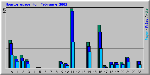 Hourly usage for February 2002